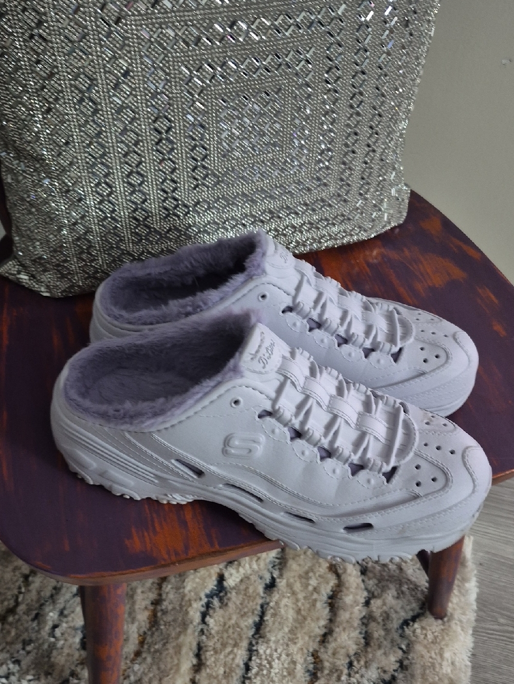 Skechers Women’s Purple Fur-Lined Sneaker Clog